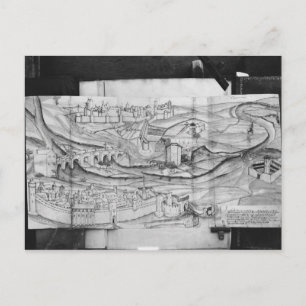 Cartão Postal A cidade e a vila de Carcassonne, 1462
