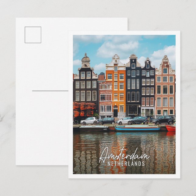 Cartão Postal A cidade holandesa de Amsterdã é o belo turis (Frente/Verso)