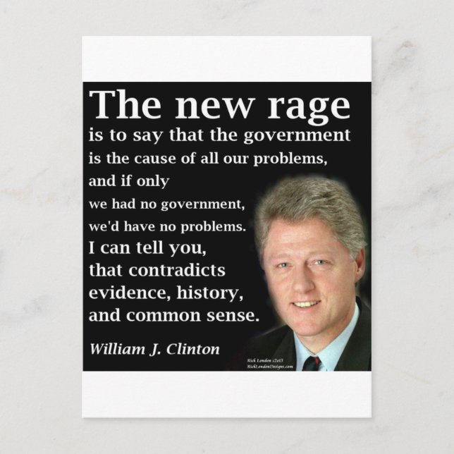 Cartão Postal A citação de Bill Clinton "Sem Governo" (Frente)