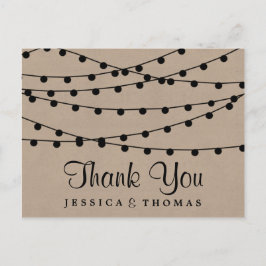 Cartão Postal A Coleção de Casamentos Rustic Kraft String Lights