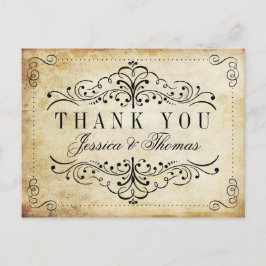 Cartão Postal A coleção de Casamentos vintage Flourish do Orname