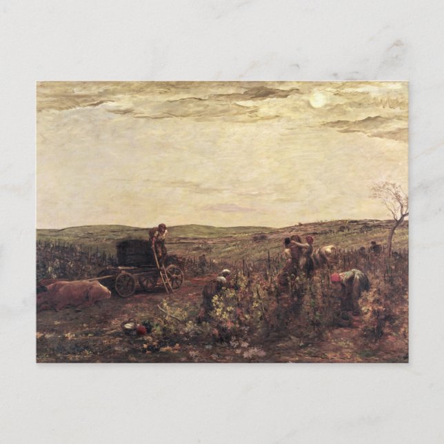 Cartão Postal A Colheita de Vinho na Borgonha, 1863 (Frente)
