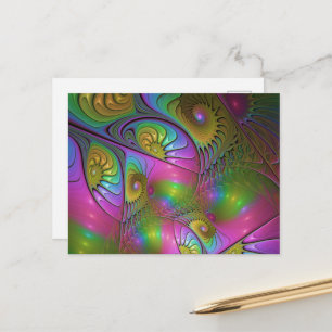 Cartão Postal A Colorida Arte Fractal Abstrata Alucinante Lumino
