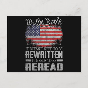 Cartão Postal A Constituição dos EUA sobre a bandeira dos EUA pr