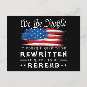 Cartão Postal A Constituição dos EUA sobre a bandeira dos EUA pr