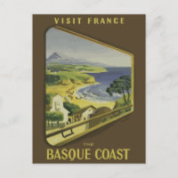 A Costa Basca, Cartão-postal da Viagens vintage Fr