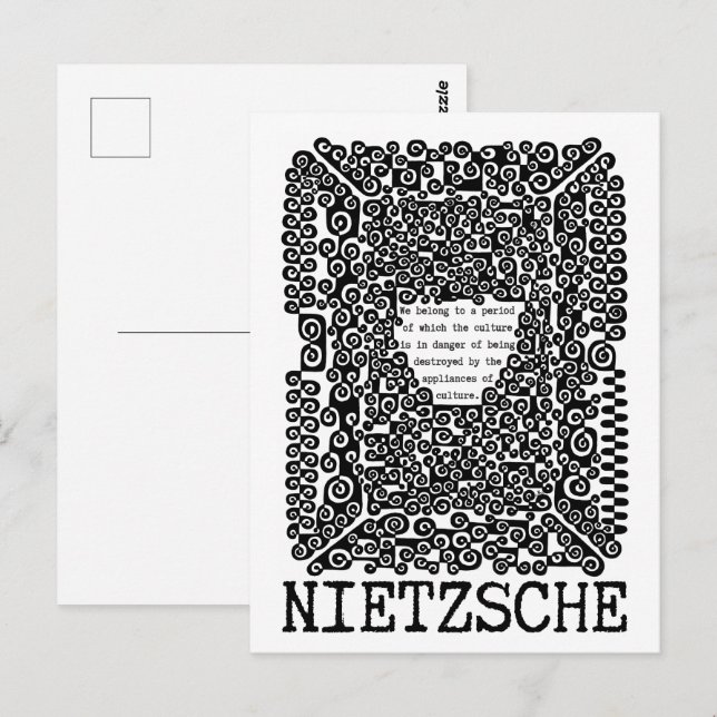 Cartão Postal A CULTURA está em perigo, citando Nietzsche (Frente/Verso)