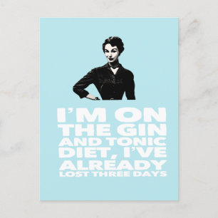 Cartão Postal A dama vintage da Dieta Gin e Tonic