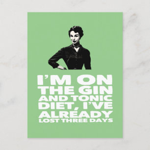 Cartão Postal A dama vintage do Gin e da Tonic Diet