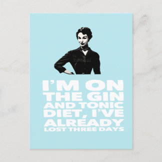 Cartão Postal A dama vintage do Gin e da Tonic Diet