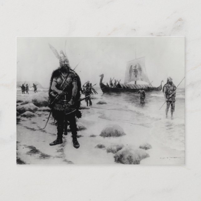 Cartão Postal A descoberta da América por Leif Eriksson (Frente)