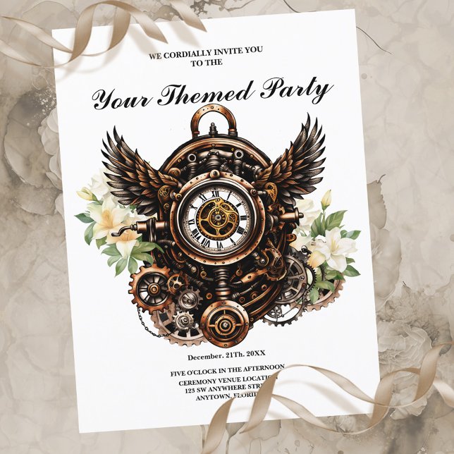 Cartão Postal A elegância de Steampunk Floral Magic (Steampunk)