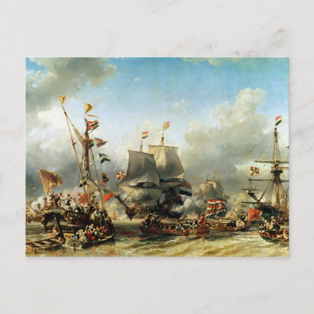 Cartão Postal A Embarque de Ruyter e William de Witt (Frente)