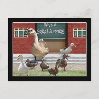 Cartão Postal A escola saiu, passarinhos com o professor Goose