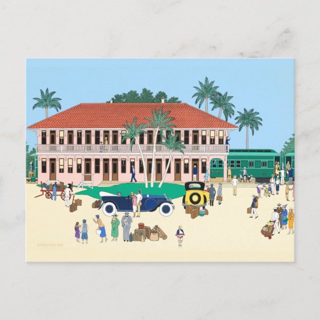 Cartão Postal A Estação Ferroviária de Boca Grande 1928 (Frente)