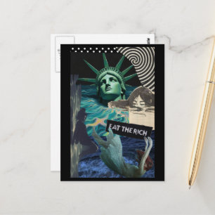 Cartão Postal A Estátua da Liberdade Derrete Surrealista Coma os