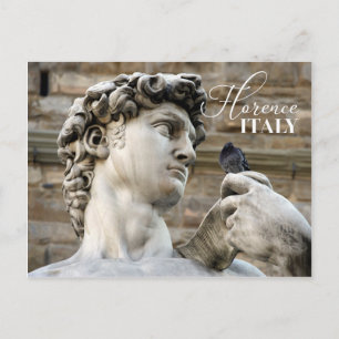 Cartão Postal A estátua de David e um pombo