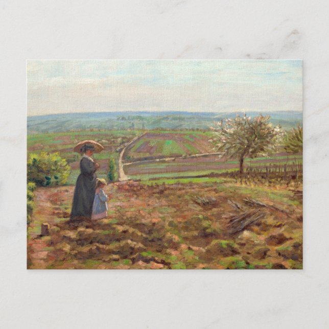 Cartão Postal A estrada para Rouen, Pontoise por Camille Pissarr (Frente)