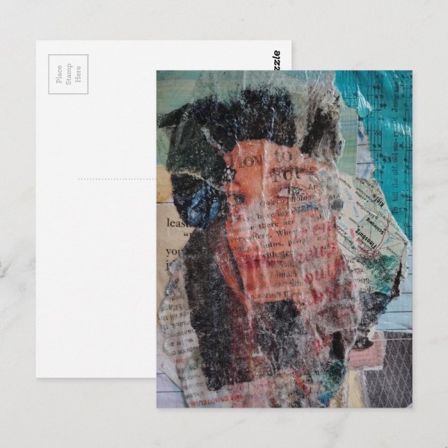 Cartão Postal A Face Mixed Media Collage (Frente/Verso)