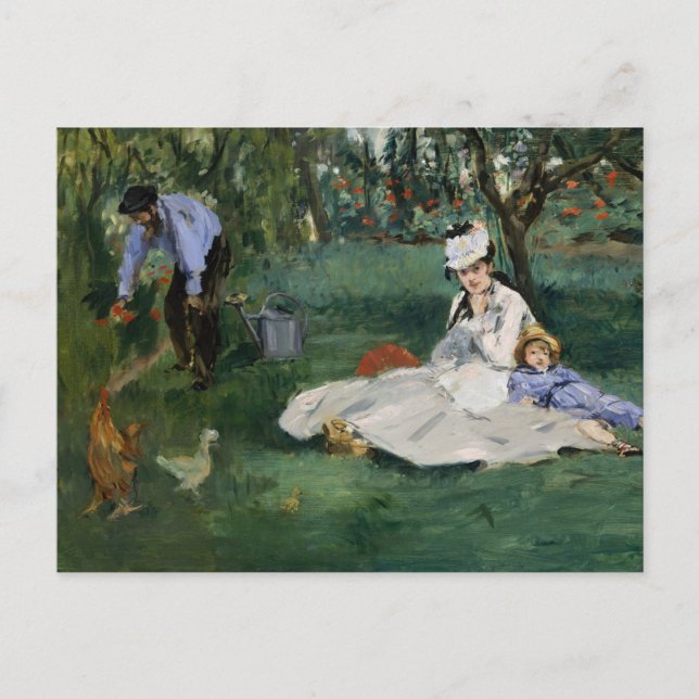Cartão Postal A família Monet em seu jardim | Édouard Manet (Frente)