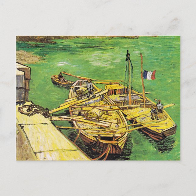 Cartão Postal A famosa pintura de Van Gogh, Rhone Boats, 1888 (Frente)