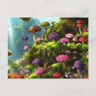 Cartão Postal A fantasy forest full of mushrooms