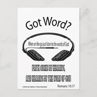 Cartão Postal A fé vem ouvindo Design (Tem Palavra?)