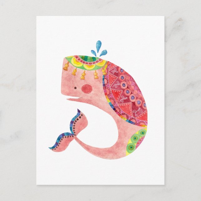 Cartão Postal A Feliz Baleia Rosa (Frente)