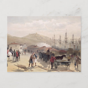 Cartão Postal A ferrovia de Balaklava, placa de "O assento de