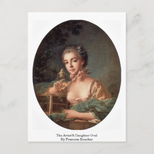 Cartão Postal A Filha Do Artista Oval Por Francois Boucher