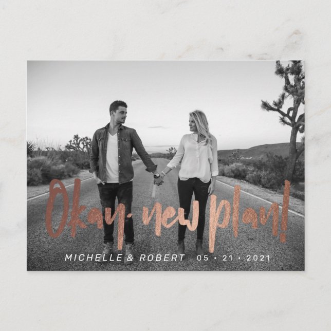 Cartão Postal a foto do script bold moderno muda a data (Frente)