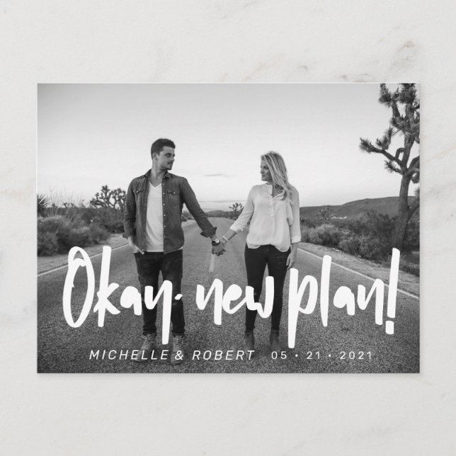 Cartão Postal a foto do script bold moderno muda a data (Frente)