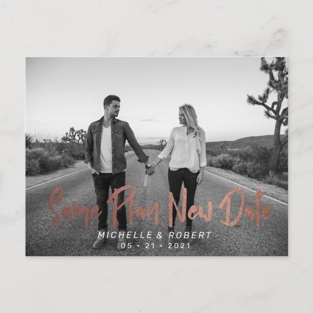 Cartão Postal a foto do script bold moderno muda a data (Frente)