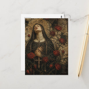 Cartão Postal A Freira e as Rosas Vermelhas