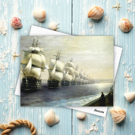 Cartão Postal A frota russa do Mar Negro no desfile, Aivazovsky