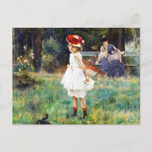 Cartão Postal A garota com os patos de Alfred Stevens (Frente)