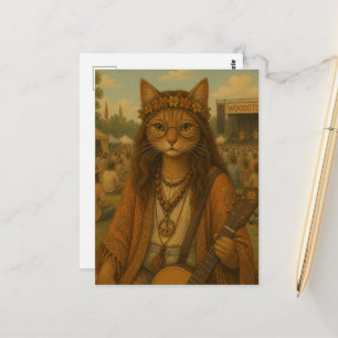 Cartão Postal A Gatinha Hippie