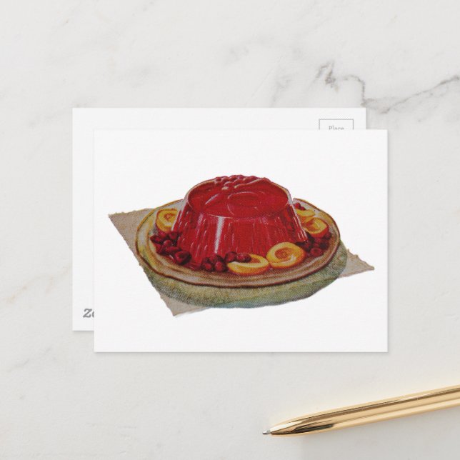 Cartão Postal A gelatin and fruit dessert from 1930 (Frente/Verso In Situ)