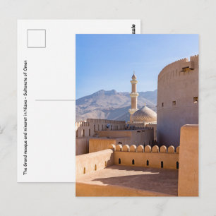 Cartão Postal A Grande mesquita e minarete em Nizwa - Omã
