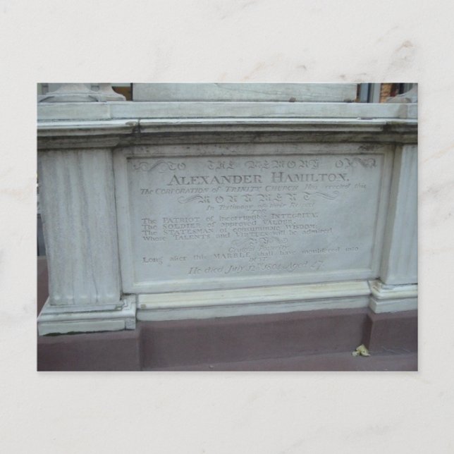 CARTÃO POSTAL A GRAVE DE ALEXANDER HAMILTON (Frente)