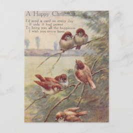 Cartão Postal A HAPPY CHRISTMAS (seven nightingales on branch)