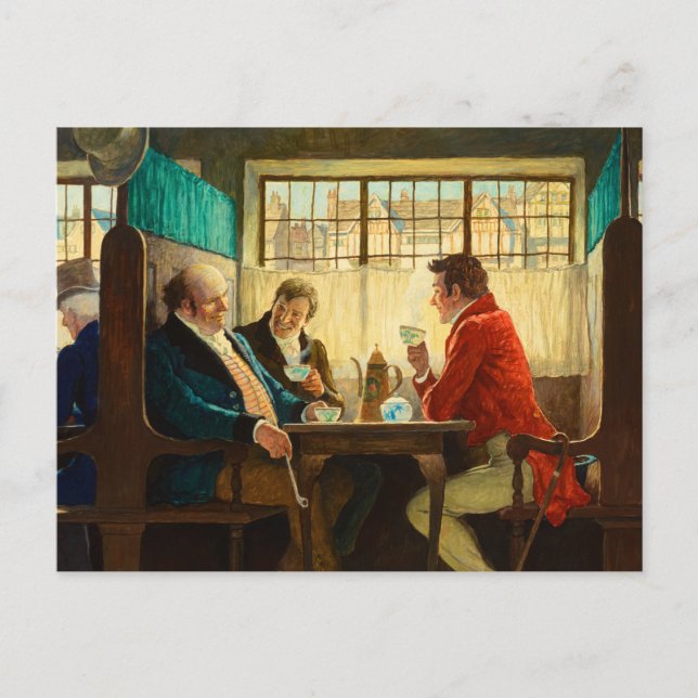 Cartão Postal A história do café, 1940, por Newell Convers Wyeth (Frente)