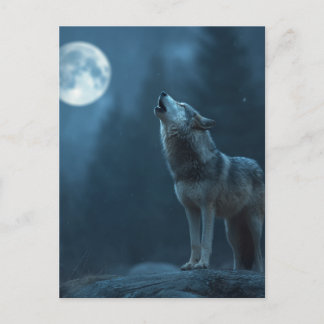 Cartão Postal A Howling Wolf