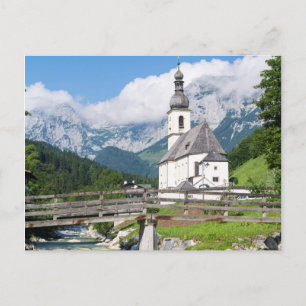 Cartão Postal A igreja paroquial de Ramsau na Baviera, Alemanha