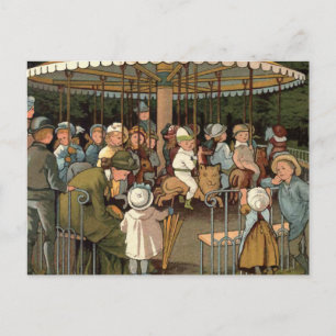 Cartão Postal A Ilustração da Vintagem Carousel