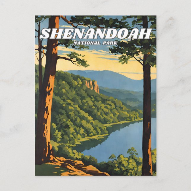 Cartão Postal A ilustração do Parque Nacional Shenandoah retroro (Frente)