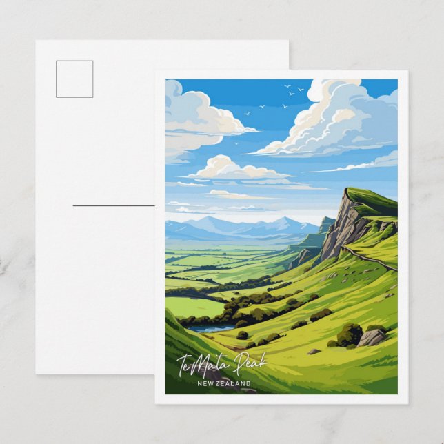 Cartão Postal A ilustração do Viagem da Nova Zelândia do Pico de (Frente/Verso)