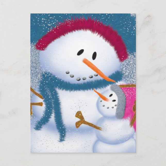 Cartão Postal A Ilustração SnowMomma E SnowGirl (Frente)