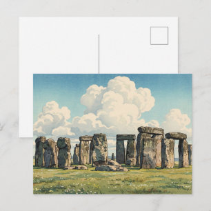 Cartão Postal A Impressão em Xilogravura Japonesa de Stonehenge