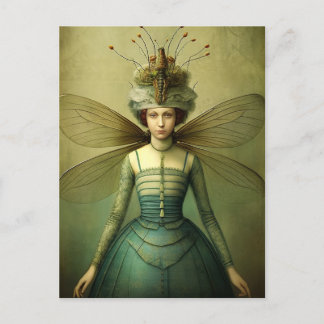 Cartão Postal A Inseto Lady Creepy Retro